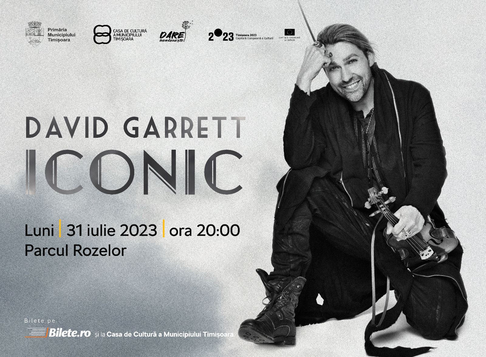 TIMIȘOARA: Violonistul David Garrett concertează în Parcul Rozelor