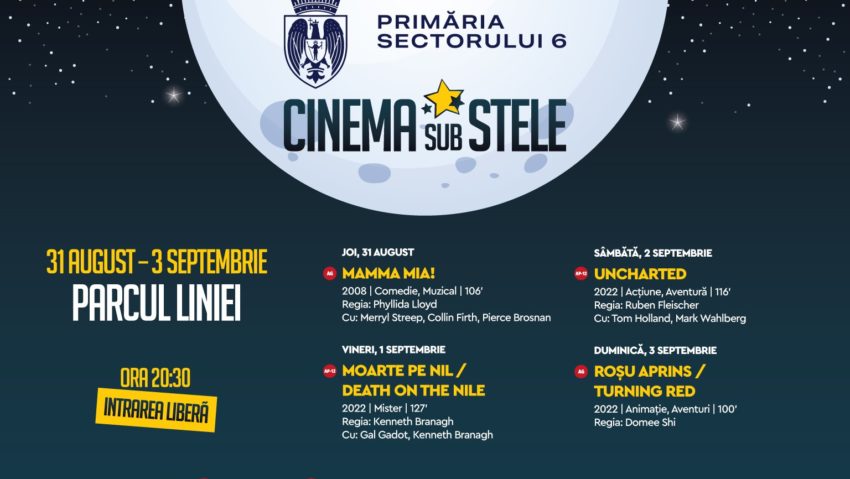 „Cinema sub Stele” se mută în Parcul Liniei din București