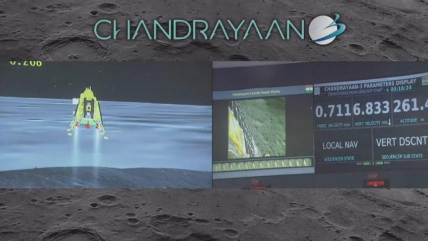 Moment istoric: Sonda indiană Chandrayaan-3 a aselenizat cu succes în apropierea Polului Sud al Lunii