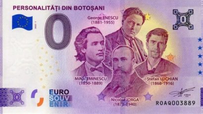 Personalități din Botoșani, pe o bancnotă suvenir de zero euro