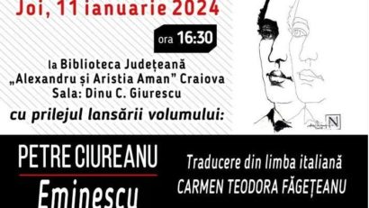 Lansarea volumului ”Eminescu”, de Petre Ciureanu, la Aman