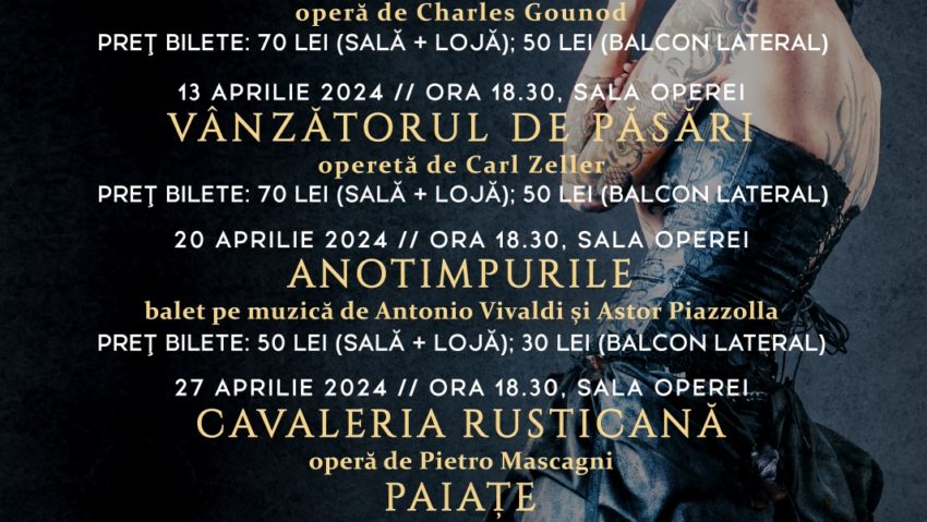 Opera Brașov a anunțat programul spectacolelor din luna aprilie