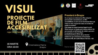 Visul, proiecție de film pentru nevăzători. Spectatorii pot asculta pelicula legați la ochi