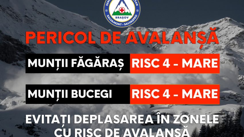 Evitați drumețiile în masivele Făgăraș și Bucegi. Risc de avalanșă Evitați drumețiile în masivele Făgăraș și Bucegi. Risc de avalanșă