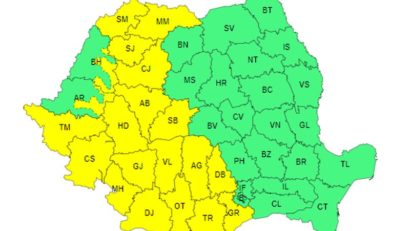 Codul galben de vreme rea a fost prelungit de ANM