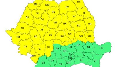 COD GALBEN de caniculă, până sâmbătă dimineața. Ploi și vijelii pe parcursul zilei de vineri!