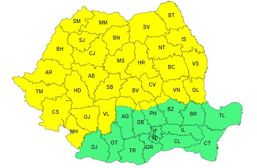 COD GALBEN de caniculă, până sâmbătă dimineața. Ploi și vijelii pe parcursul zilei de vineri! COD GALBEN de caniculă, până sâmbătă dimineața. Ploi și vijelii pe parcursul zilei de vineri!