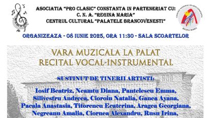 BUCUREȘTI: Recital susţinut de tineri artişti, la Palatul Mogoşoaia