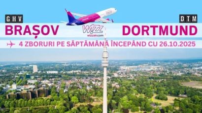 Wizz Air dublează frecvența zborurilor pe ruta Brașov – Dortmund