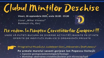 Muzeul Județean Gorj participă la evenimentul Noaptea Cercetătorilor Europeni