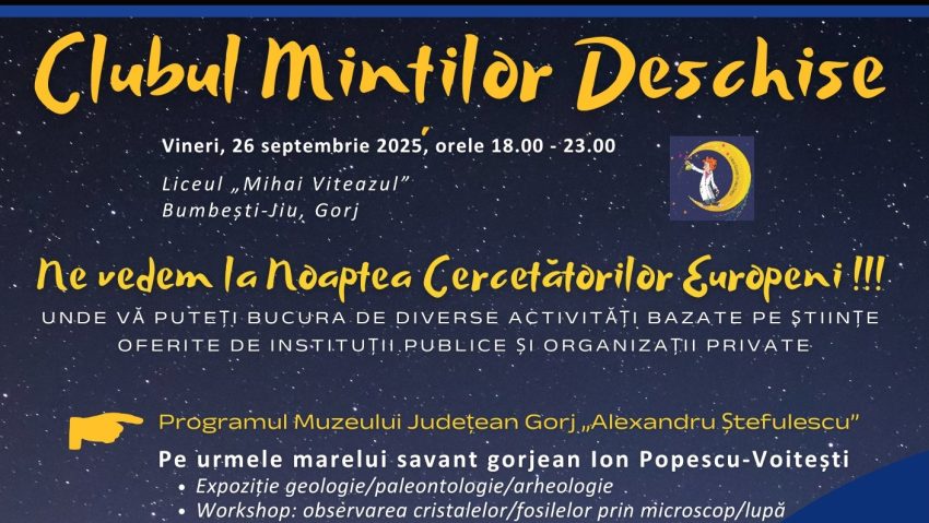 Muzeul Județean Gorj participă la evenimentul Noaptea Cercetătorilor Europeni