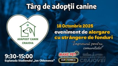 Târg de adopții canine, în cadrul Semimaratonului Craiovei