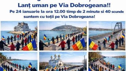 Lanț uman pe Via Dobrogeană: „Dobrogea dă mâna cu Țara”