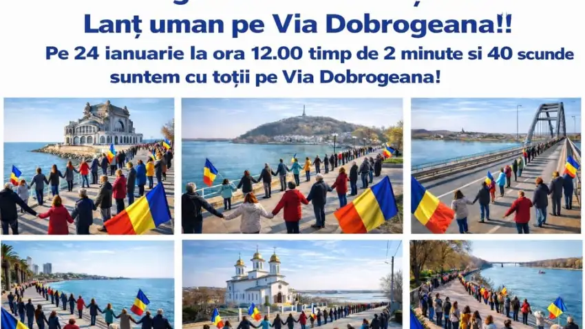 Lanț uman pe Via Dobrogeană: „Dobrogea dă mâna cu Țara”