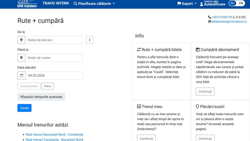 Site-urile CFR vor fi temporar indisponibile