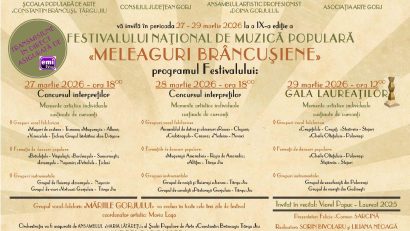 Festivalul „Meleaguri Brâncușiene” revine la Târgu Jiu cu cea de-a IX-a ediție
