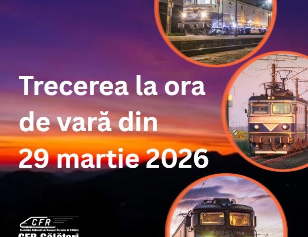 CFR Călători: Trenurile vor circula conform orei de vară începând cu 29 martie 2026