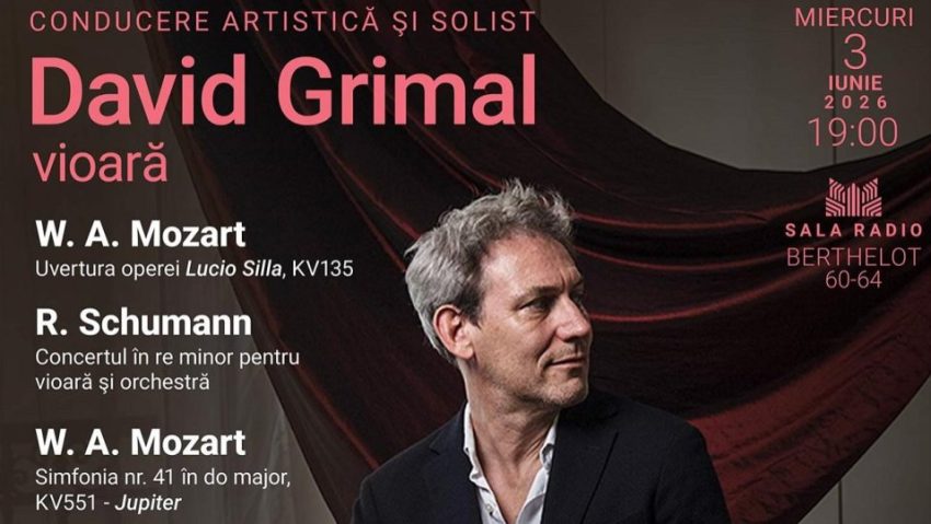 Violonistul francez David Grimal interpretează Mozart și Schumann la Sala Radio