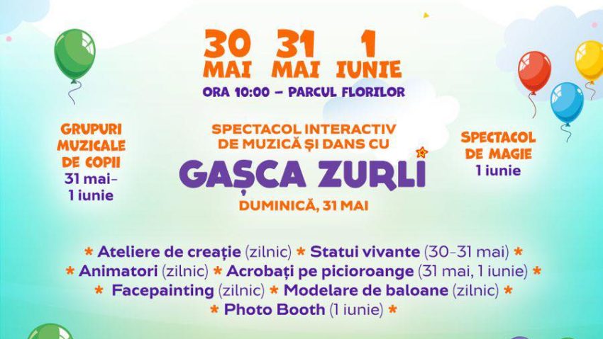 BUCUREȘTI: Ateliere creative şi momente artistice, de Ziua Internaţională a Copilului, în Parcul Florilor