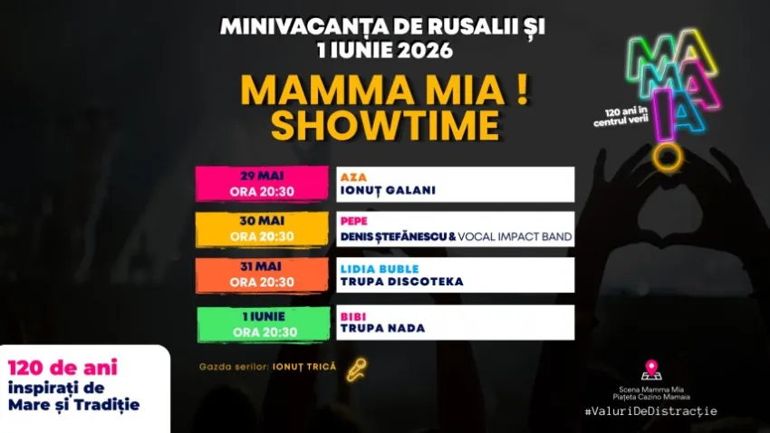 MAMAIA deschide sezonul estival 2026 cu concerte și un program special de Rusalii și 1 Iunie