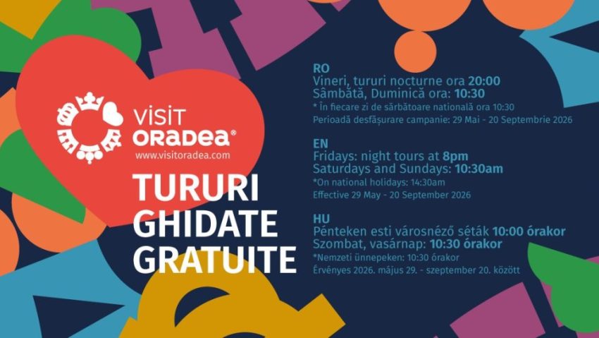 Tururi ghidate gratuite organizate de Visit Oradea, din mai până în septembrie 2026