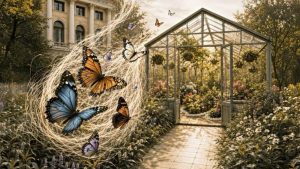 Expoziția de fluturi exotici vii „Cocon”, în sera din curtea Muzeului Antipa