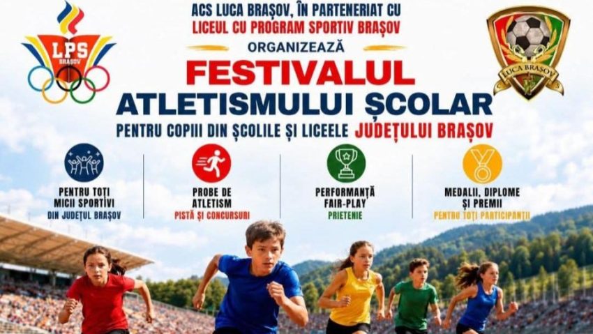 BRAȘOV: Festivalul Atletismului Școlar, la Baza Sportivă Carpați