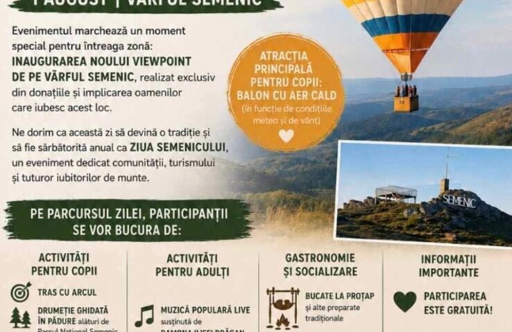 „Semenicul ne adună”, eveniment dedicat comunității și turismului montan, pe 1 august