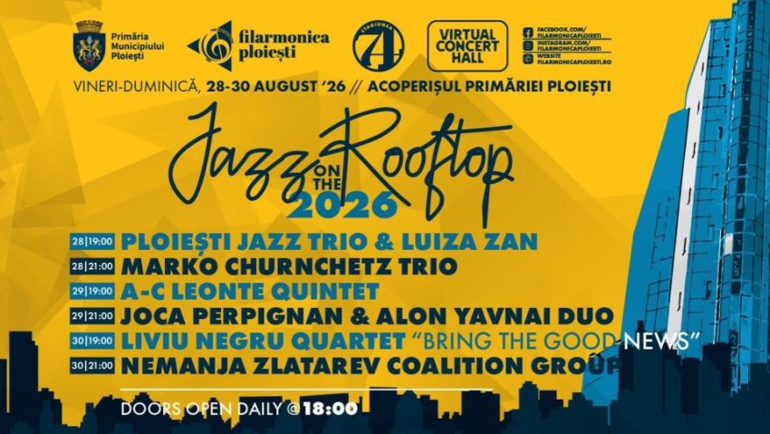 Concerte și expoziții de artă pe acoperișul Primăriei Ploiești, la Jazz on the Rooftop