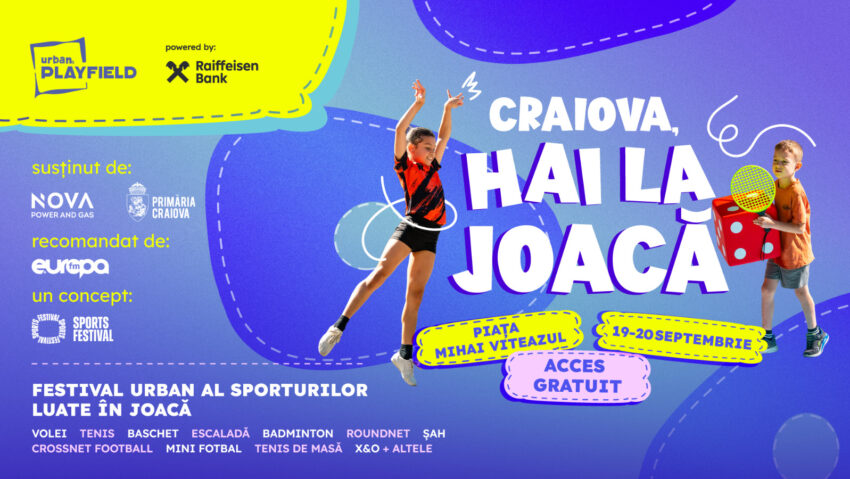 CRAIOVA: Urban Playfield transformă Piața Mihai Viteazul într-un teren uriaș de joacă și sport