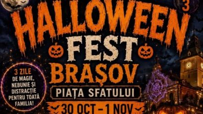 Pregătiri pentru Halloween în Piața Sfatului din Brașov