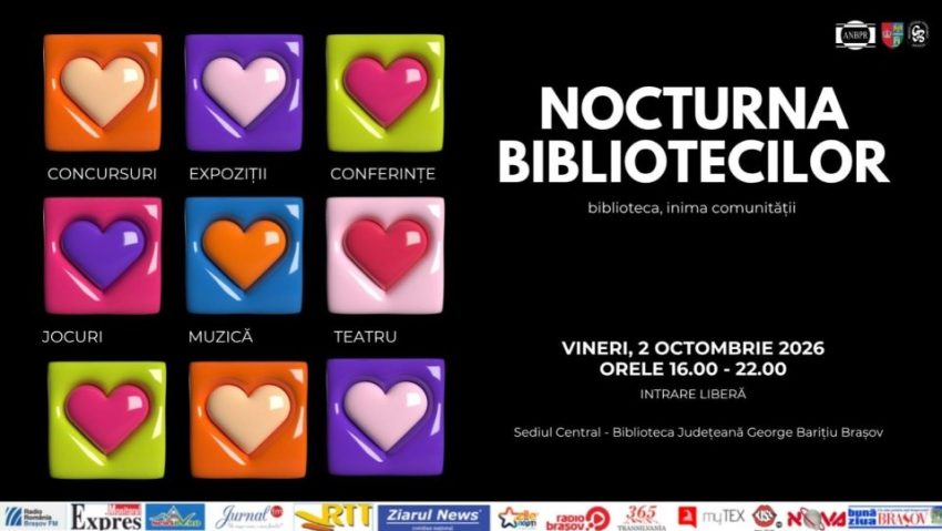 Nocturna Bibliotecilor revine la Brașov: spectacole, expoziții, jocuri și experiențe interactive