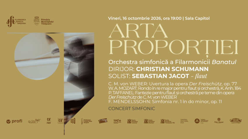 „Arta proporției”, concert simfonic la Filarmonica Banatul din Timișoara