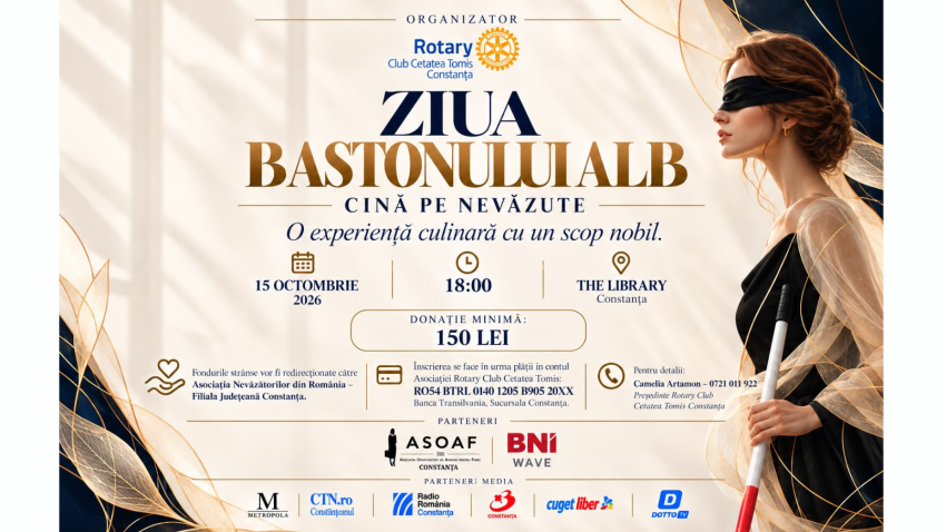 CONSTANȚA: „Cină pe nevăzute”, de Ziua Bastonului Alb